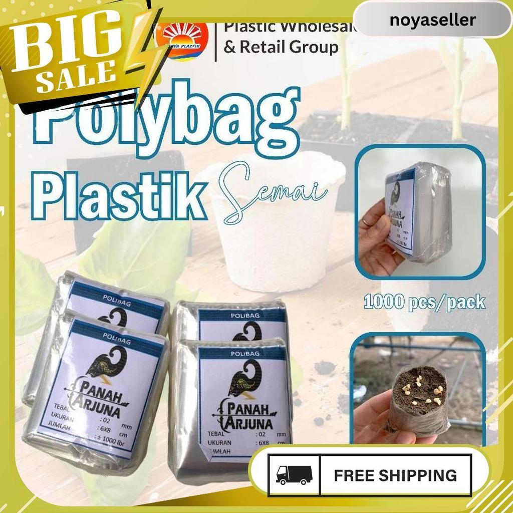 Polybag Semai 6X7 Plastik Semai/Polybag Benih 1Ikat= 1000Pcs Polybag Cabai 6.6