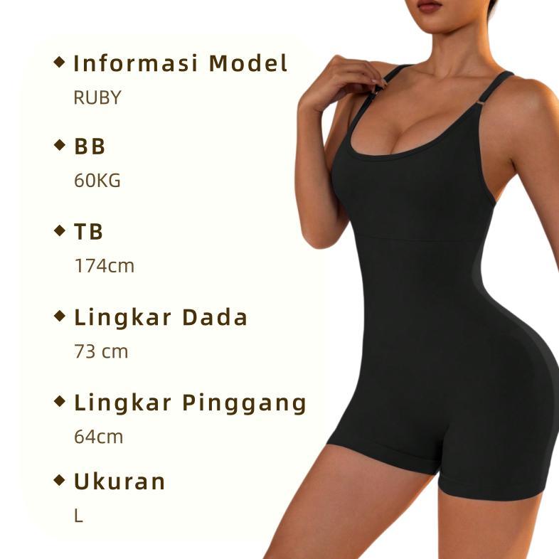 ready stock jumpsuit setelan yoga wanita seksi jumper baju olahraga punggung terbuka