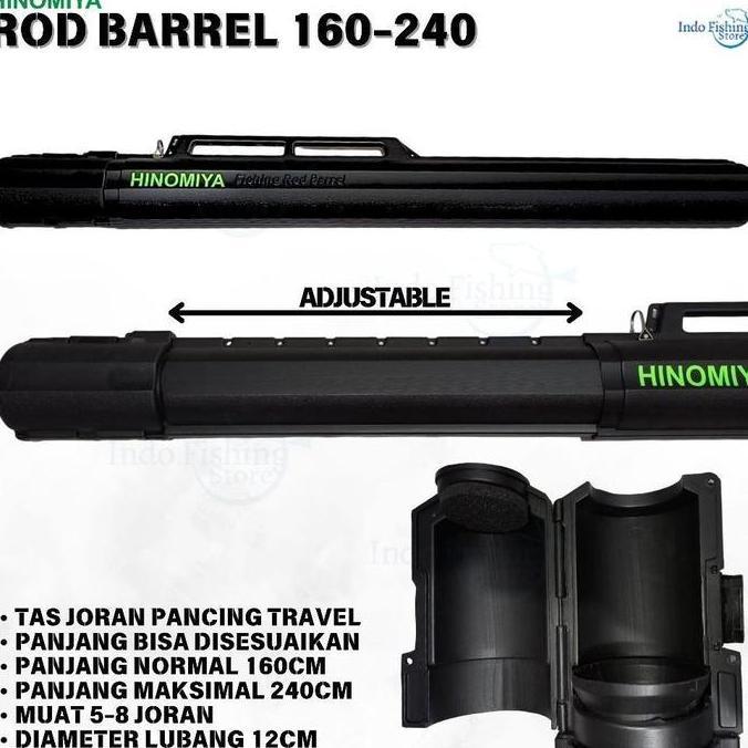 HINOMIYA Rod Barrel Travel Fishing Bag Case Tas Joran Pancing Hardcase Adjustable 160cm - 240cm Muat