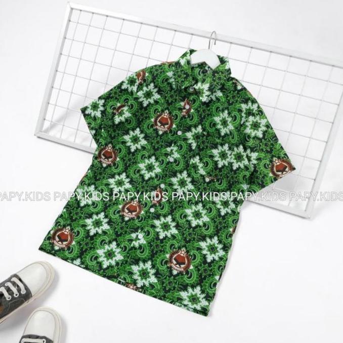 Kameja Sekolah Batik MI / Baju batik SD MI / Batik Sekolah Hijau Anak Seragam