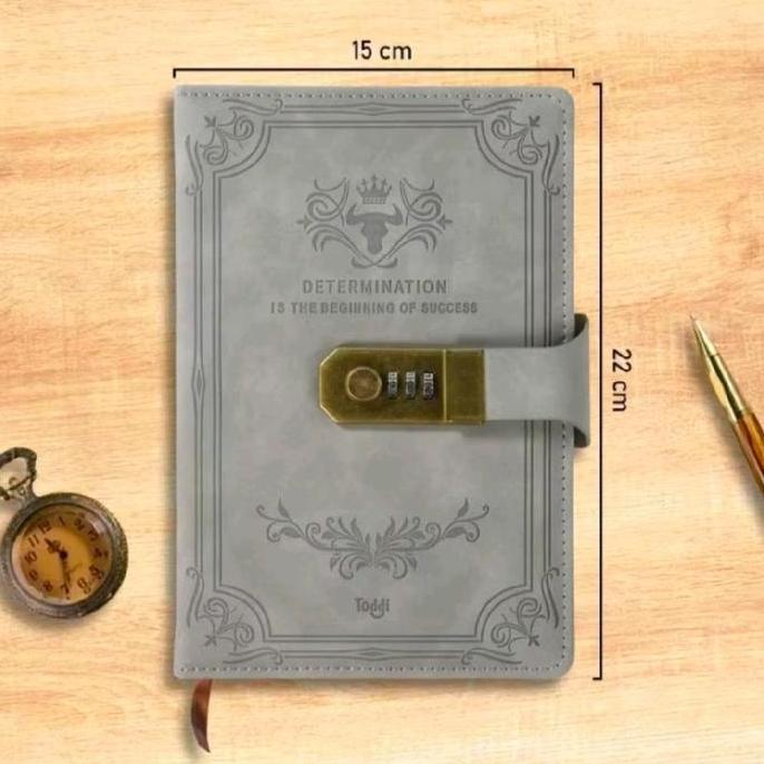 Buku Diary Harian Pin Password Kode Kunci Sandi Notebook Notes Book Kertas Kulit Catatan Agenda Kerj