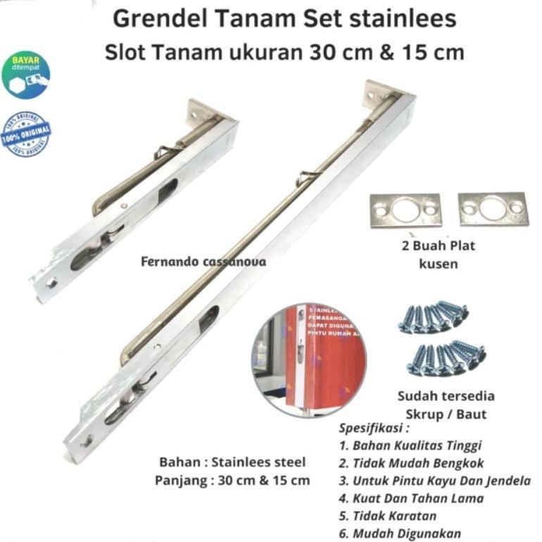 Grendel Pintu Tanam / Slot Pintu Kupu Tarung Stainless