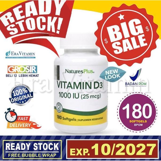 NEW VITAMIN D3 1000 IU NATURE'S PLUS / 1000IU VIT NATURE / NATURES 180 ORI