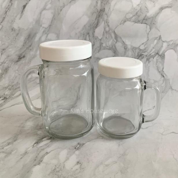 Gelas Kaca Jar Polos+Tutup (500Ml & 250Ml) Viral