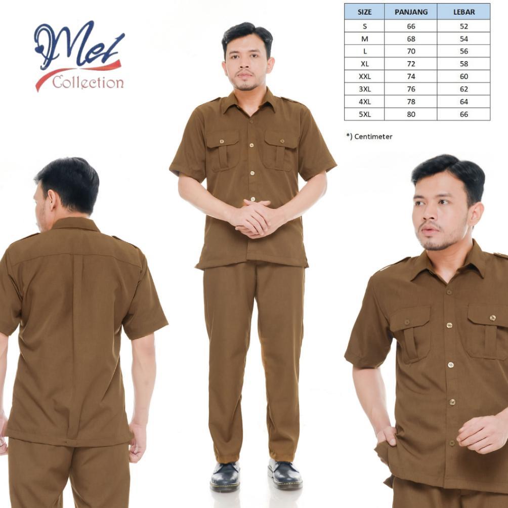 Mulus [Premium] Seragam Pns Pemda Pria Khaki Tua Baju Asn Pegawai Negeri/Bahan Semi Wool Adem/Seraga