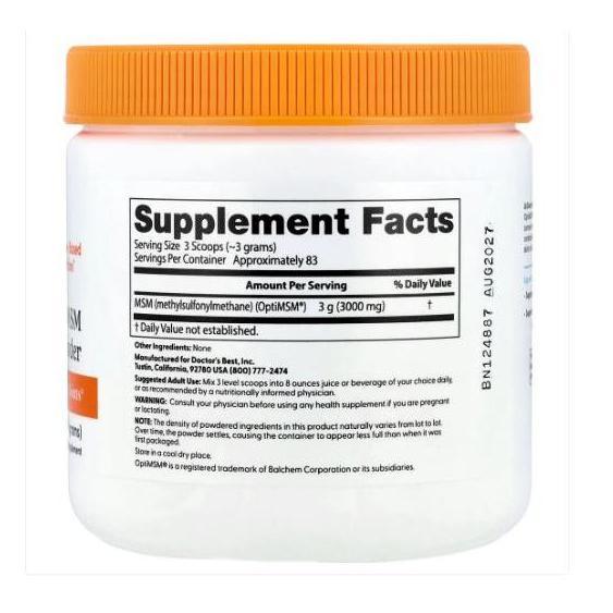Haarvitamine- Doctor Best Msm Powder Optimsm (250 G) Bubuk Msm Sehat Sendi Ori Usa
