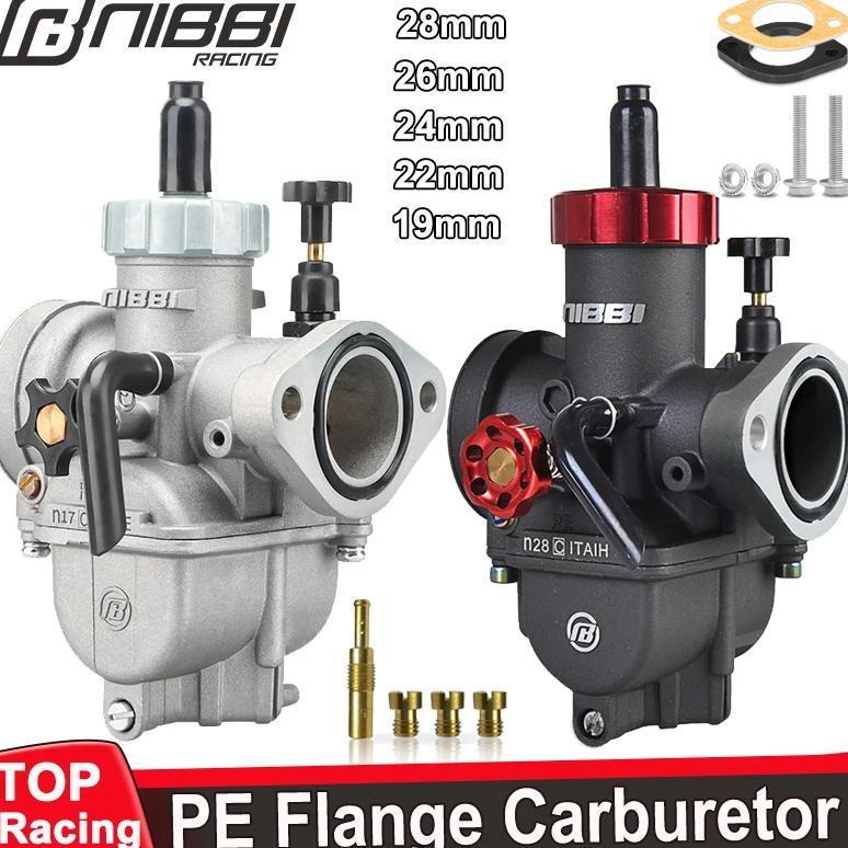 NIBBI PE19mm/PE22mm/PE24mm/PE26mm/PE28mm Flange Carburetor for Motorcycle 2T 4T GY6 Engine 100cc-250