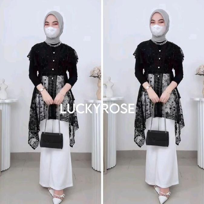 Hali Outer Tille Brukat Cardigan Brokat Lengan Pendek Outer Vest Rompi Tile atasan outher brukat Out