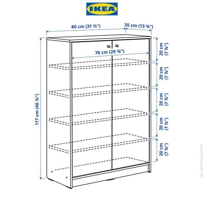 IKEA KLEPPSTAD Kabinet Tempat Sepatu Putih Minimalis 80x35x117 cm