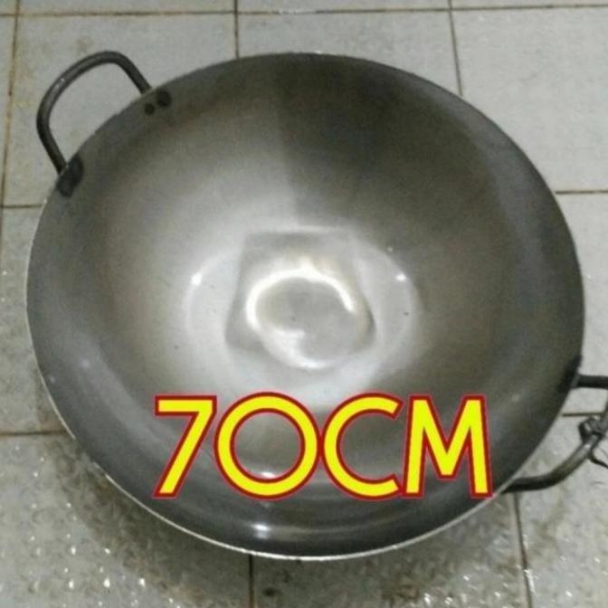 Penggorengan Kuali/Wok/Wajan plat baja 70cm impor anti lengket JS