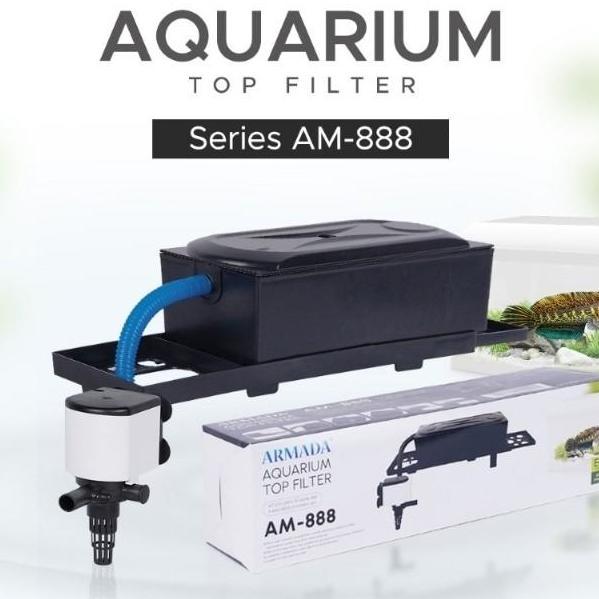 Murah Top Filter Aquarium Armada Am-888 + Mesin 1800A Free Kapas Sutra Merah