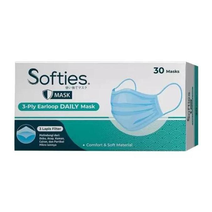 Softies Daily Mask Earloop Polos Motif Batik Jepang isi 30pcs Masker NS