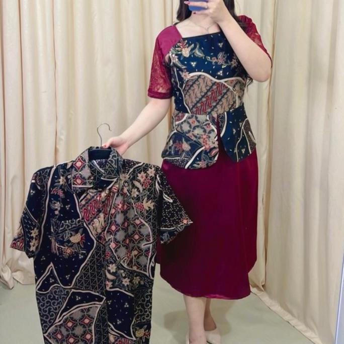 DRESS BATIK INTAN / DRESS BATIK COUPLE PRIA /BATIK NATAL /BATIK KEKINIAN Pesta Kondangan Midi AS