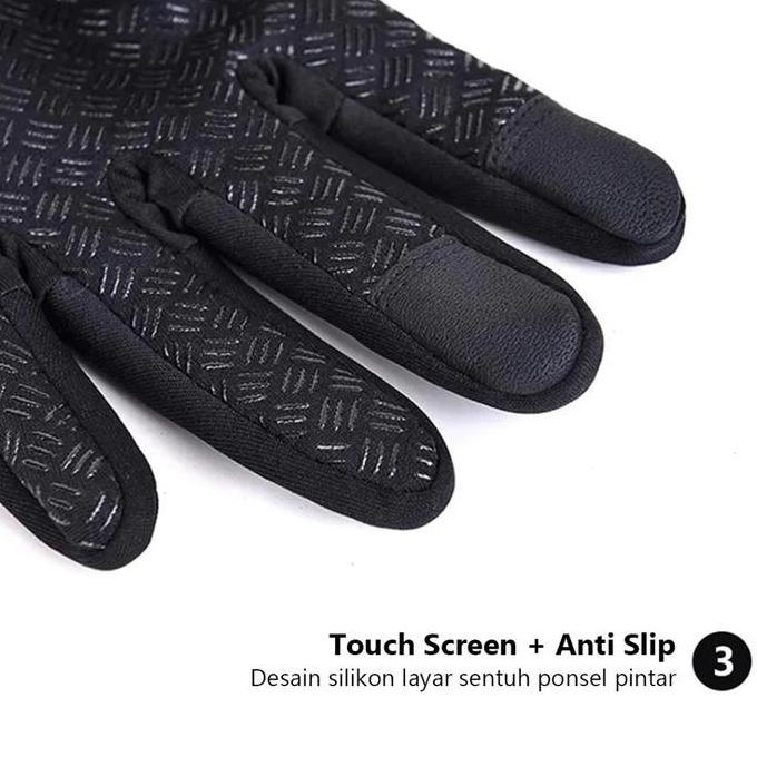 [COD]Sarung Tangan Sepeda Motor Anti Slip Layar Sentuh Dengan Resleting Anti Air