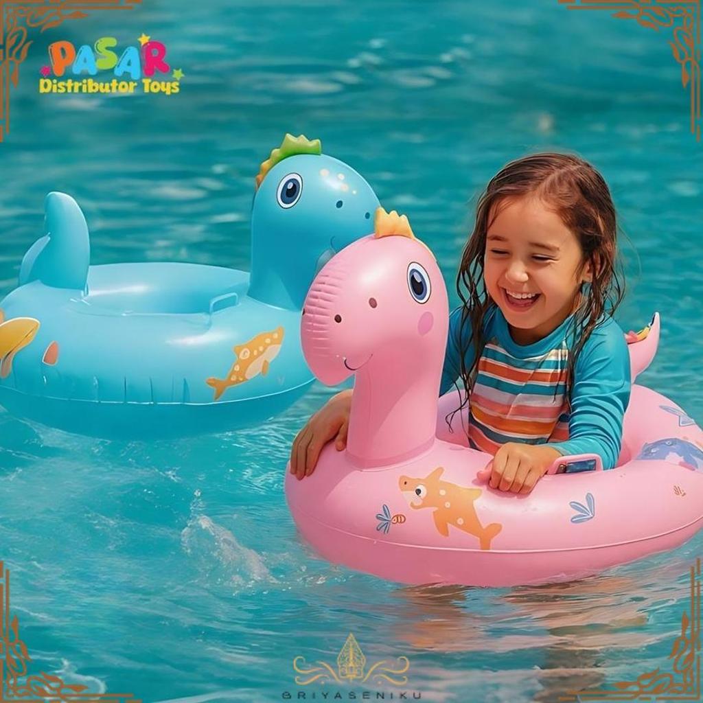 High Quality Mainan Anak Swim Boat Dino 006 Pelampung Anak Bentuk Dinosaurus Lucu Swim Ring Bayi Lak