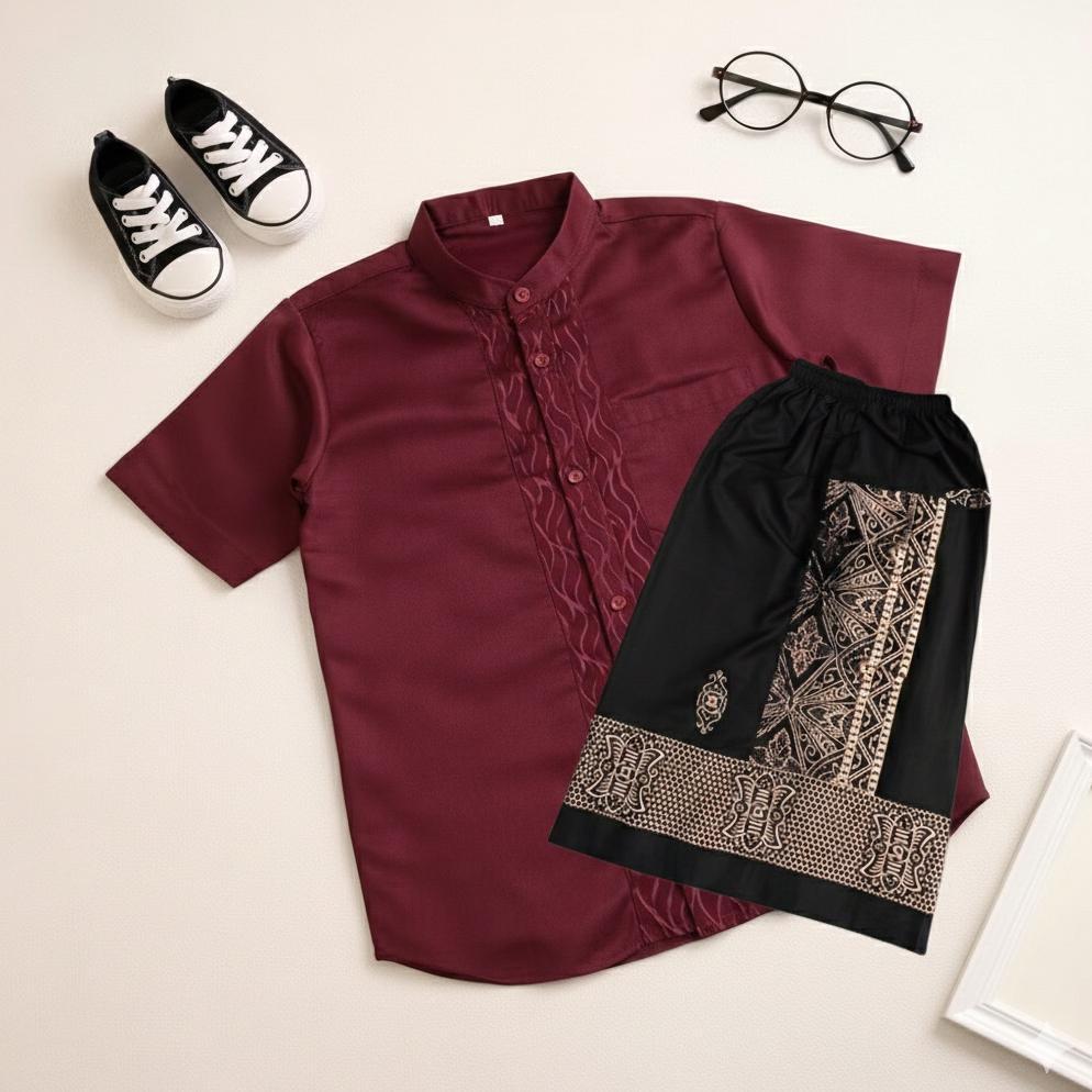 garansi koko anak sultan premium set celana sarung batik - baju koko kurta anak laki laki elegant wa