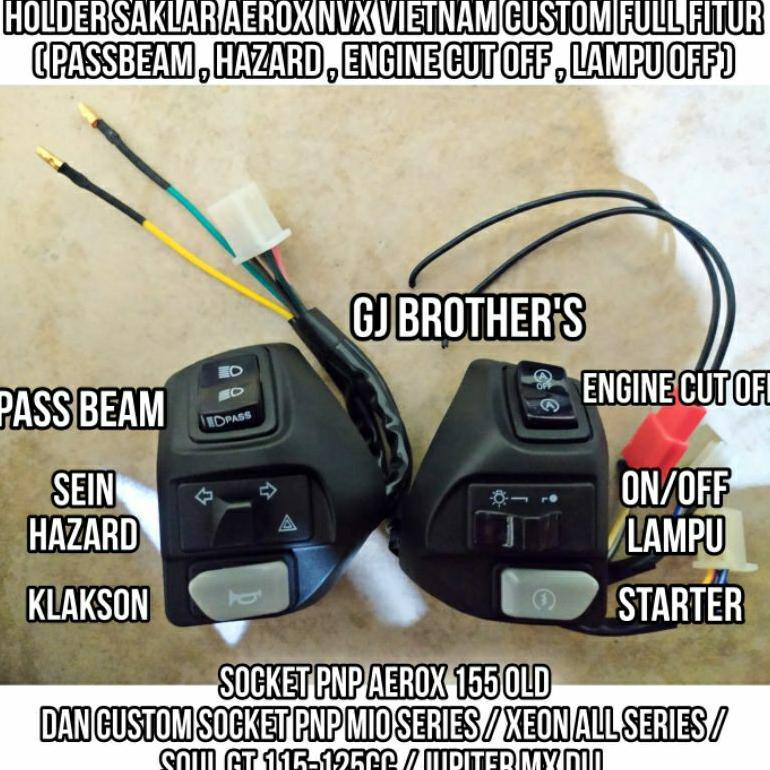1 Set Holder Saklar Aerox 155 NVX Vietnam Variasi Passbeam / Pass Beam ,  Hazard , Engine Cut Off , 