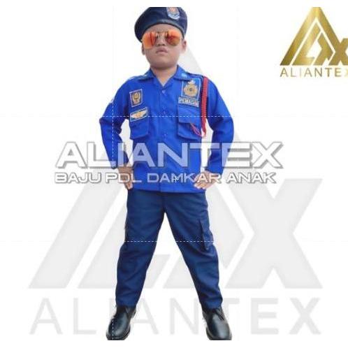 Aliantex Baju Damkar PDL Anak Profesi Karakter Unisex Bahan Ripstock TR Asli Lengkap dengan Talikur 