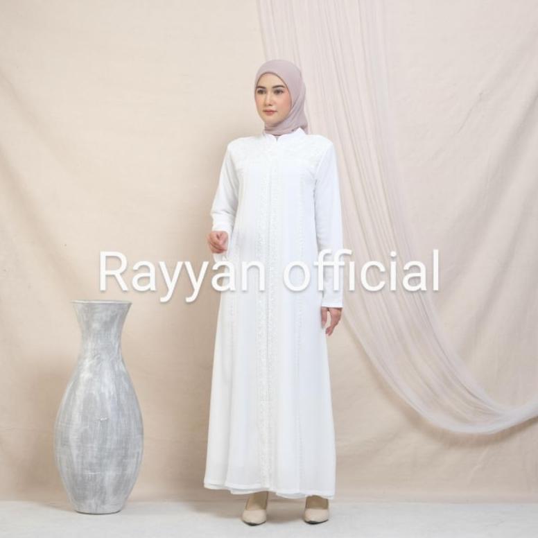 official baju gamis putih wanita baju gamis abaya putih tulang dress baju lebaran umroh haji termura