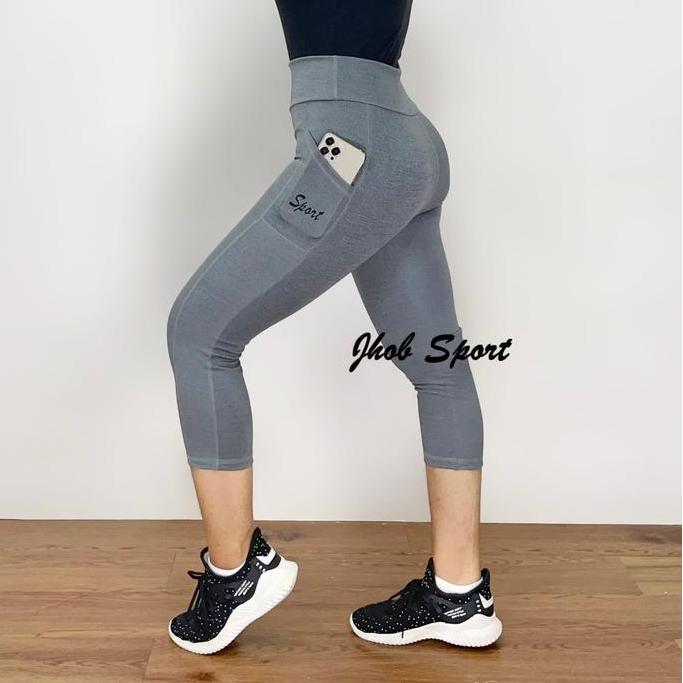 Legging Pendek Kantong/Legging Polos/Celana Legging Olahraga/Celana Senam Pendek