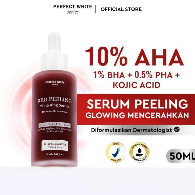 PERFECT WHITE Red Peeling Whitening Serum 10% AHA BHA PHA Kojic Acid 50ml | Face and Body Essence Ek