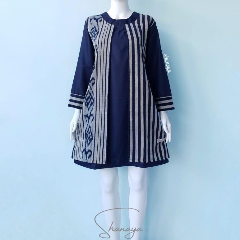 READY STOCK Shanaya Tunik Batik Tenun Asli Kombinasi Toyobo Tenun Original Batik Kerja Baju Batik Wa