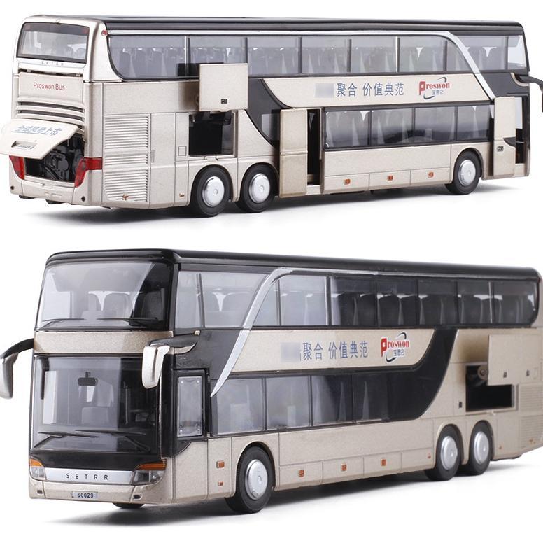 TWH Alloy bus Miniatur double decker airport shuttle bus besi harga murah