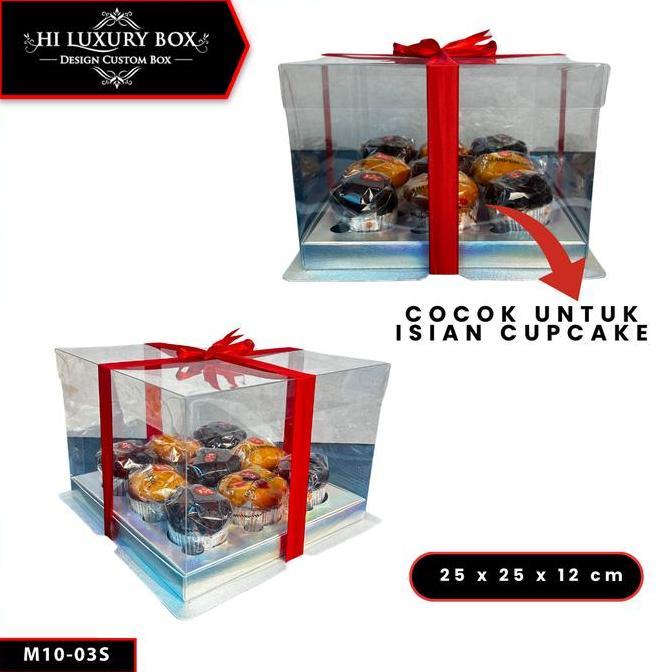 Box Mika / Kotak Kue Mika / Box Cupcake + Tatakan / Packaging Mika/ 25X25/ M10