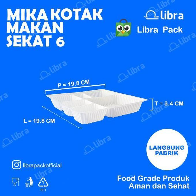 Disposizioni- Mika Bento Sekat 6 Putih 50 Pcs Bento Box/Tray Bento/Lunch Box Libra