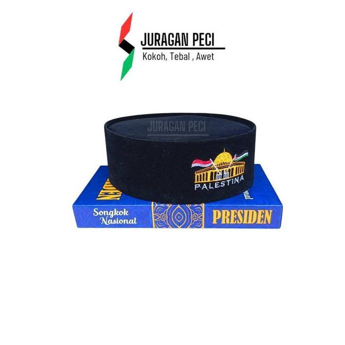 Otokonoko- Peci Songkok Hitam Motif Masjid Al Aqsa Palestina Kopiah Anak Anak