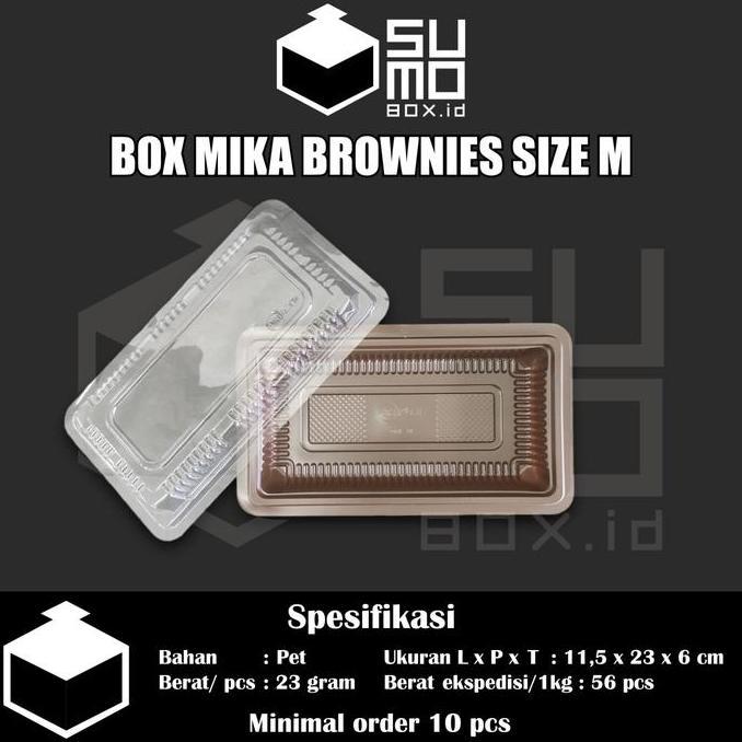 [1 PAK ISI 50 PCS] Mika Brownies M Tebal / Box Plastik Kue / Kotak Brownies / Mika Kue Kotak MEDIUM 