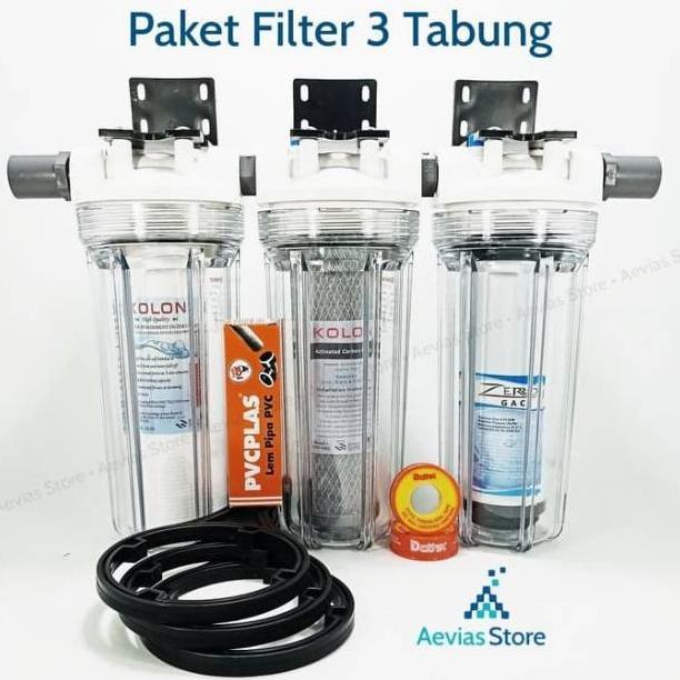 Filter Air Saringan Air PDAM, PAM, Sumur, 3 Tabung 3 Tahap, 10"
