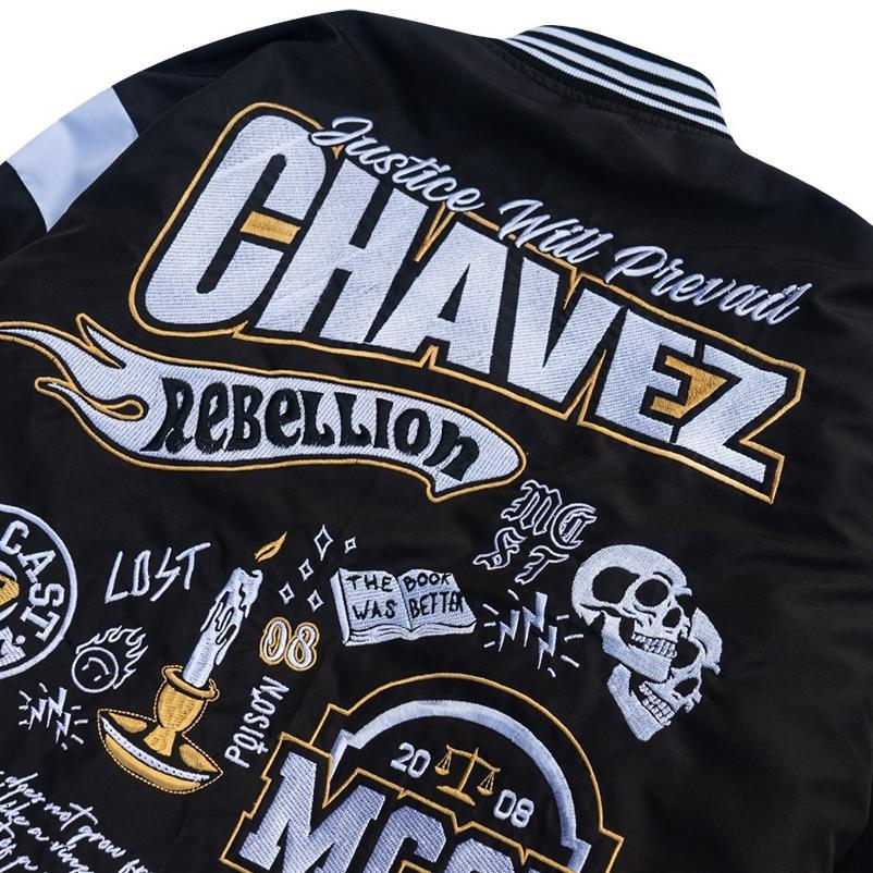 PROMO Miscast Varsity Jacket Vintage Chavez Hitam