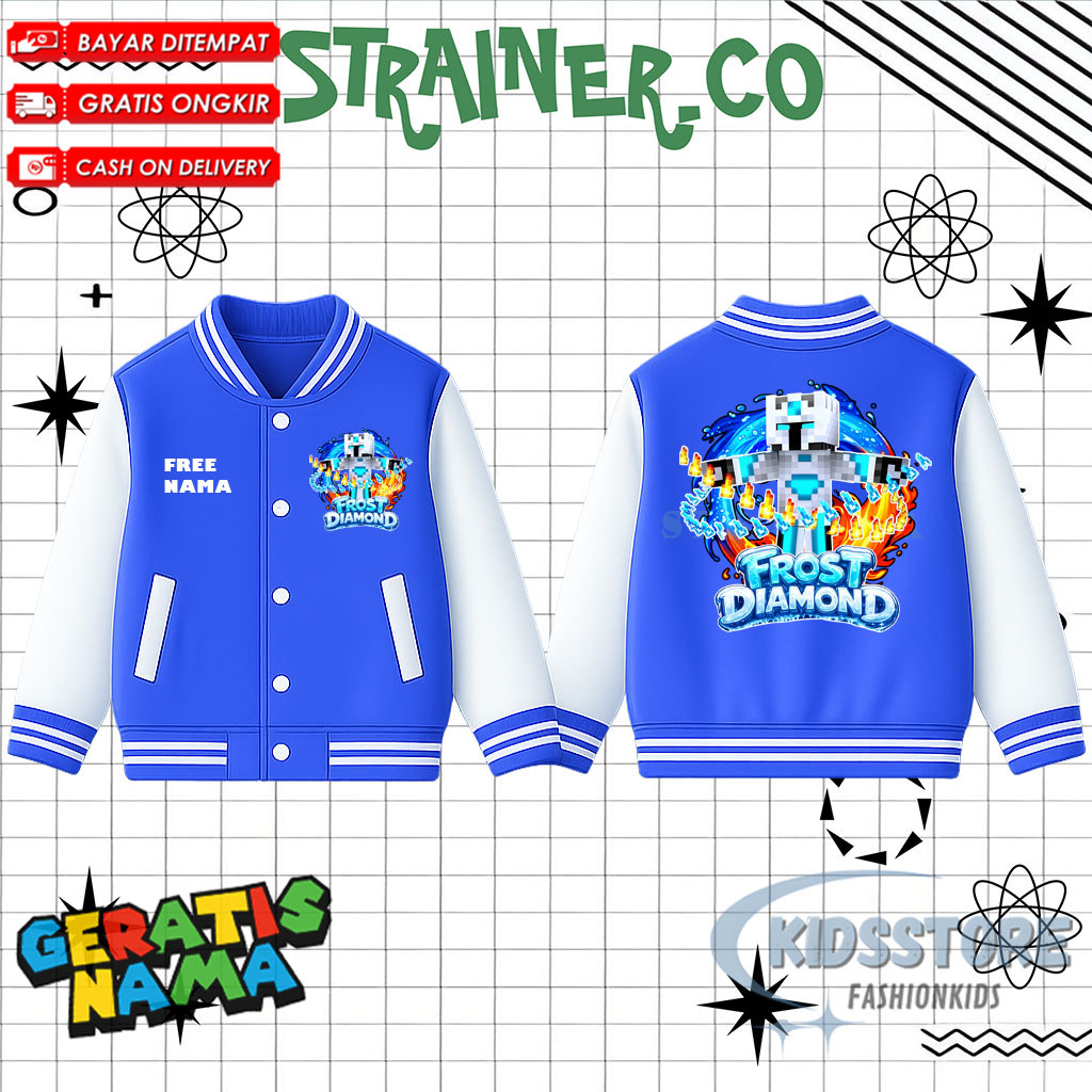 Jaket Varsity Anak Frost Diamond / Jaket Baseball Anak Unisex Club Frost Diamond Gratis nama Laki La