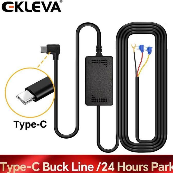 EKLEVA 3 Dalam 1 Tipe-C Buck Line untuk AUX USB 24 Jam Parkir Pemantauan Kamera Mobil DVR Kamera
