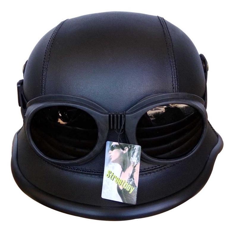 CELVIQUE HELM DEWASA RETRO MILLENIAL NAZI CRAZY KULIT + KACAMATA ORIGINAL