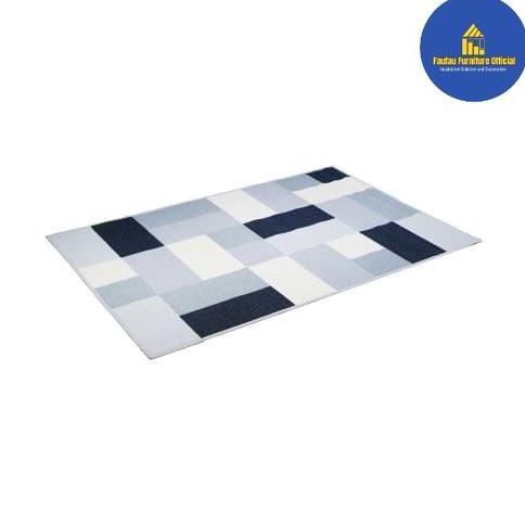 TERMURAH - Karpet Lantai/Carpet Corak Kotak Kotak 150x200cm - Abu Muda