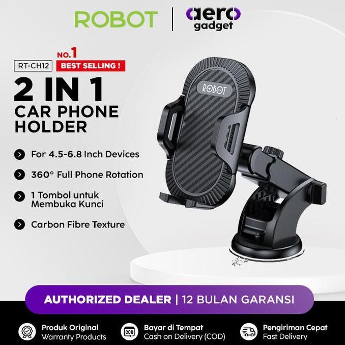 NEW ROBOT CAR HOLDER HP HANDPHONE RT-CH12 SUCTION CUP PHONE HOLDER MOBIL ORI