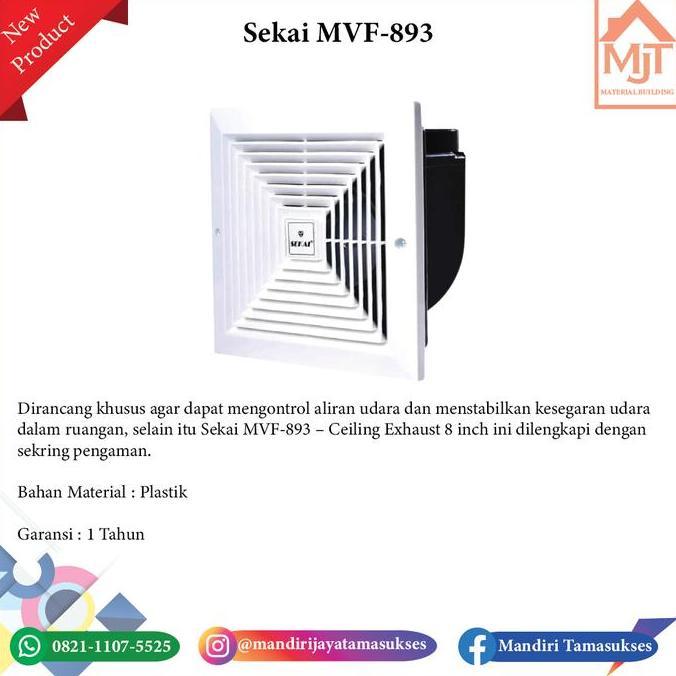 TERLARIS SEKAI MVF893 CEILING EXHAUST 8 INCH (KIPAS DAK)