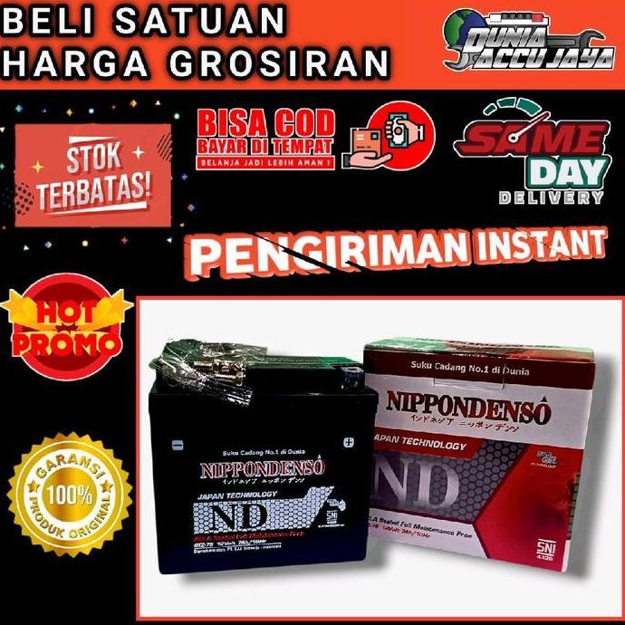Aki motor kering NIPPONDENSO original BERGARANSI gtz7s gtz6v 7ah 12v matic kopling bebek Honda New S