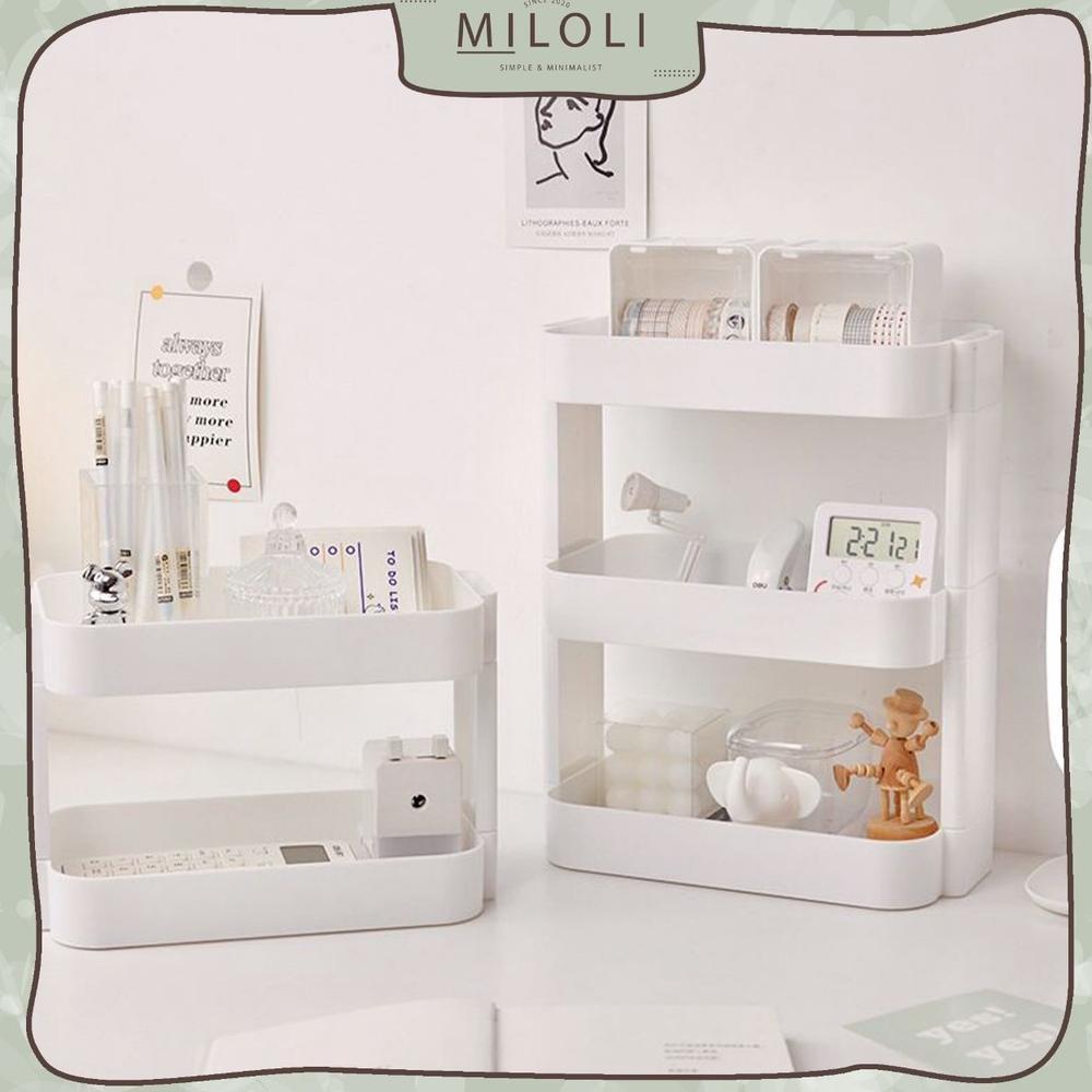 BRENIADYA [MILOLI] RAK DESKTOP MULTI-LAYER RAK PENYIMPANAN AESTHETIC KOREAN STYLE RAK PUTIH TINGKAT 