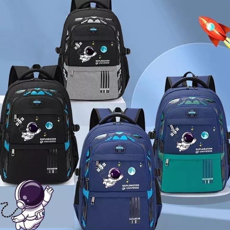 Tahan Lama Global_Tas Ransel Punggung Pria Astronot Ransel Anak Sekolah Laki Laki Free Botol Minuman