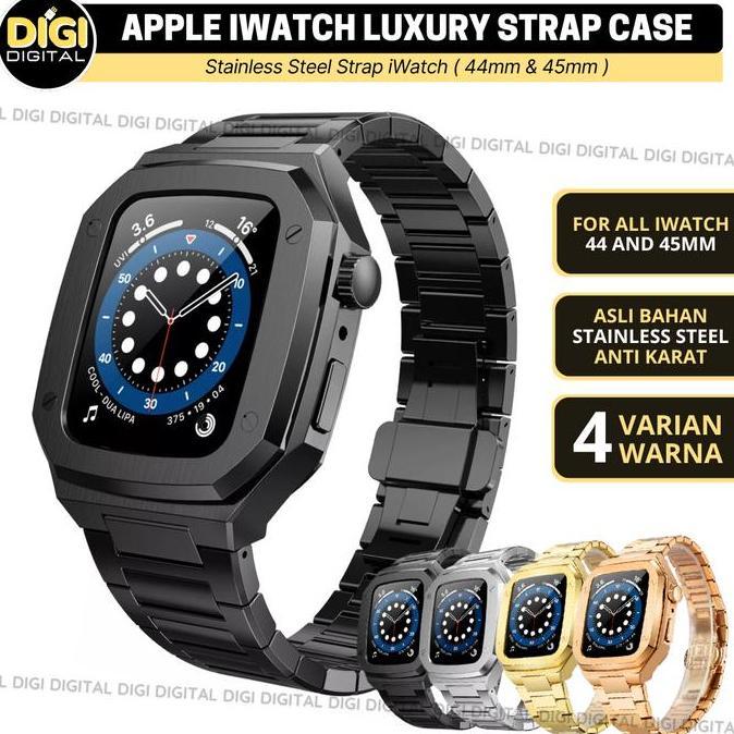 NEW BUMPER CASE STRAP APPLE IWATCH WATCH PELINDUNG STAINLESS JAM 44 45 MM ORI