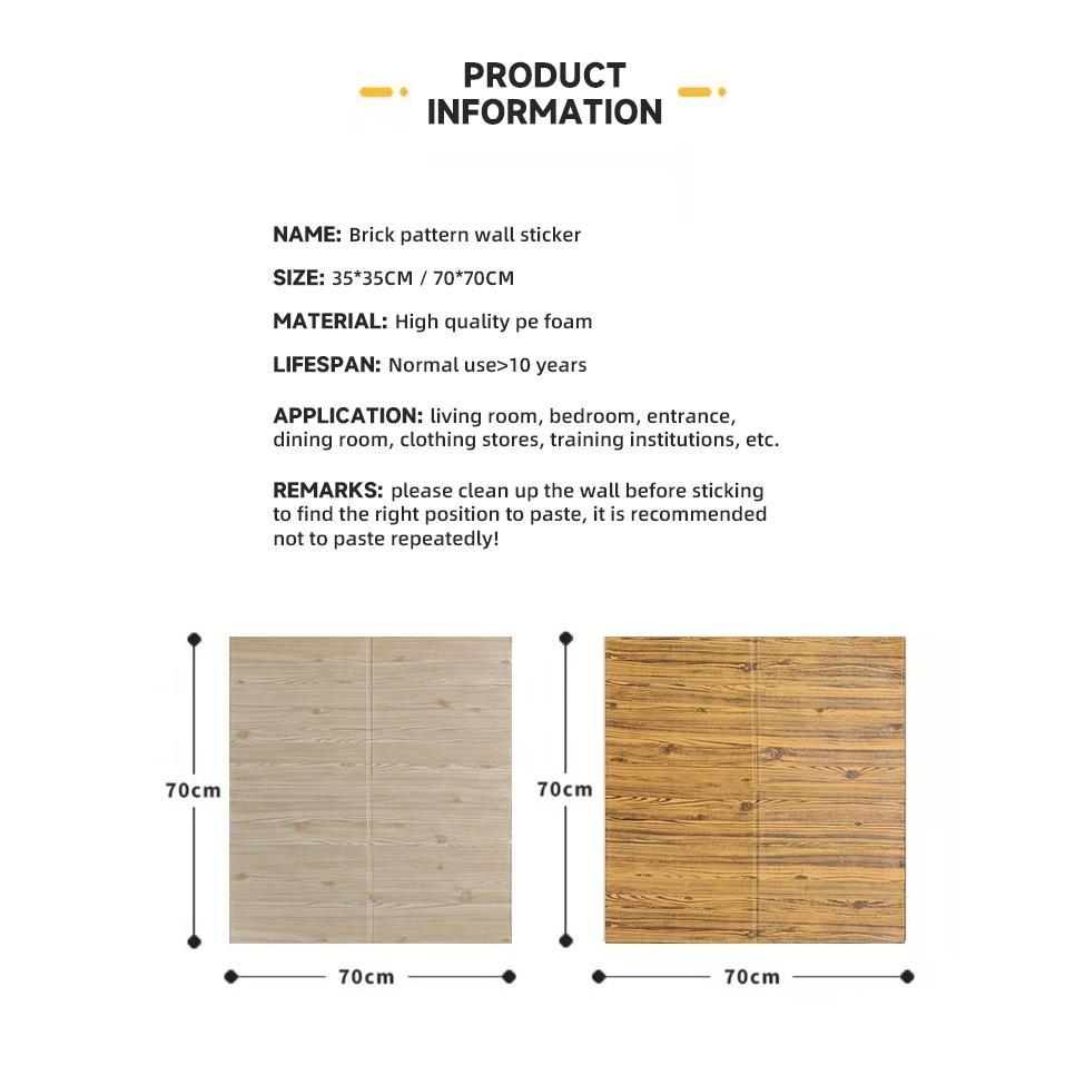 ORIGINAL 70 * 70cmStiker Dinding Pola Kayu/ Wallpaper Dinding Busa 3D Berkualitas Tinggi Wallfoam Mo