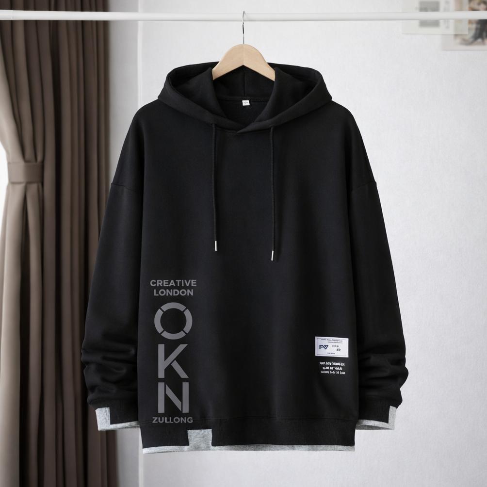 TERBARU Vallina Outfit OKN Hoodie Listed Sweater Pria Outerwear Basic Korean Style Premium