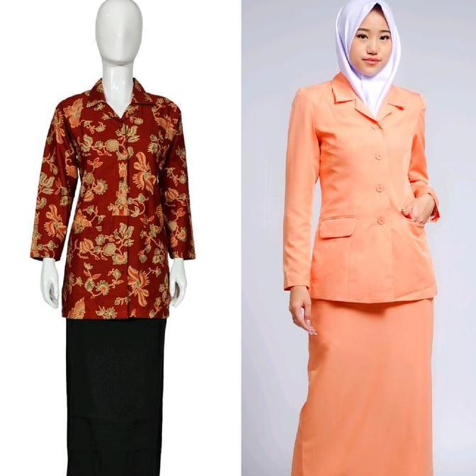 Seragam kerja kantor wanita stelan blazer atasan batik dharma wanita persatuan dwp terbaru kekinian 
