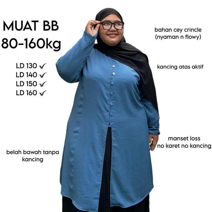 Zeba | Elma Tunik Super Jumbo LD130 LD140 LD150 LD160 Crinckle CEY Premium Kekinian Muat BB 80 - 160