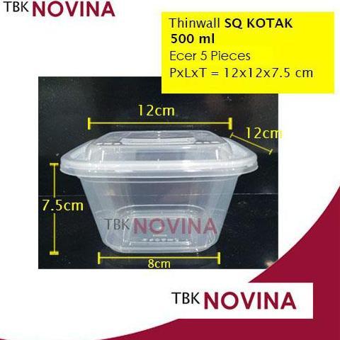 [ECER 5 pieces] Thinwall 350ml / 500ml / 750 SQUARE KOTAK KECIL food container box tempat makan plas