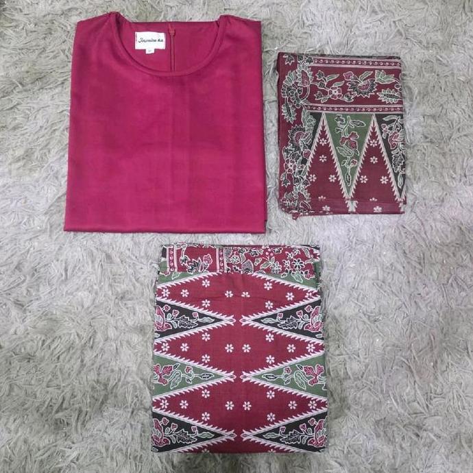 Baju Basiba Set Rok Batik Selendang/Baju Siap Pakai/Baju Set Lengkap  Motif Cantik Setelan Wanita