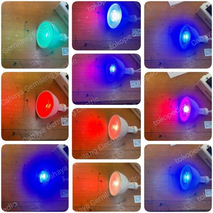 lampu led mr16 rgb warna warni 6w 6watt multi color colour remote